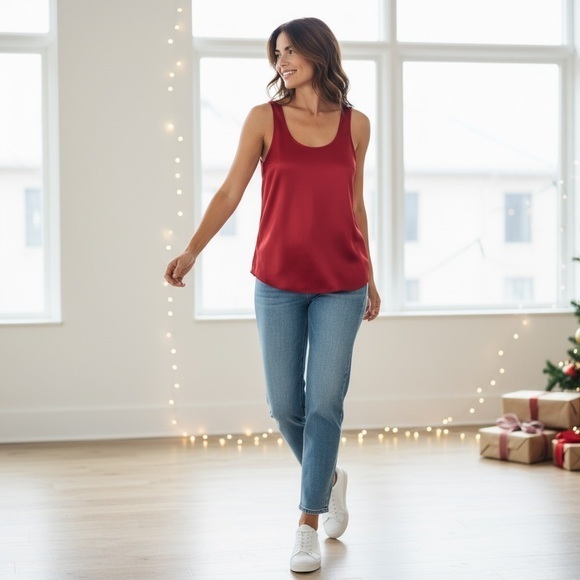 wantschun Tops - Elegant Red Women's Tank Top